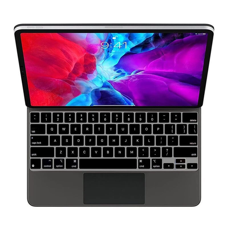 MUBUY-GOL Keyboard Cover Skin Compatible with Apple Magic Keyboard for Apple iPad Air 13-inch (M2 2024) & M2 iPad Pro 12.9 inch 2022 2021 2020 Release with Magic Keyboard(6th 5th 4th Gen) -Black - Image 1